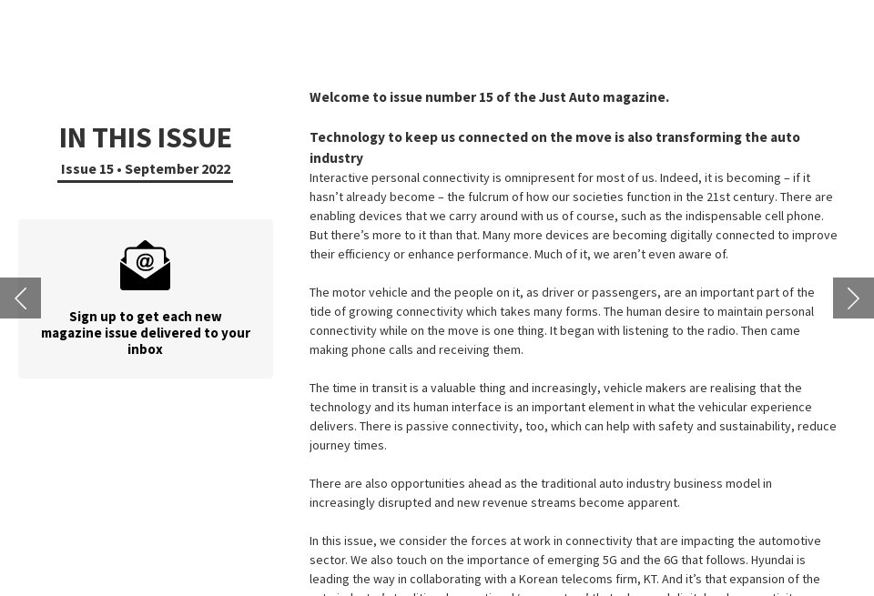 In this issue Just Auto magazine Issue 15 September 2022