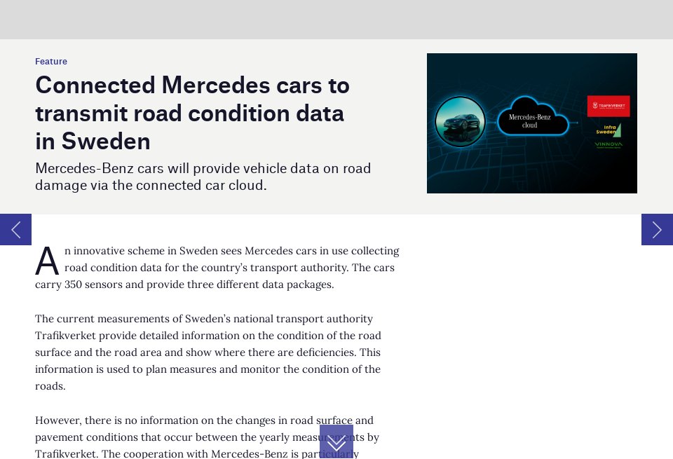 Connected Mercedes cars to transmit road condition data in Sweden
